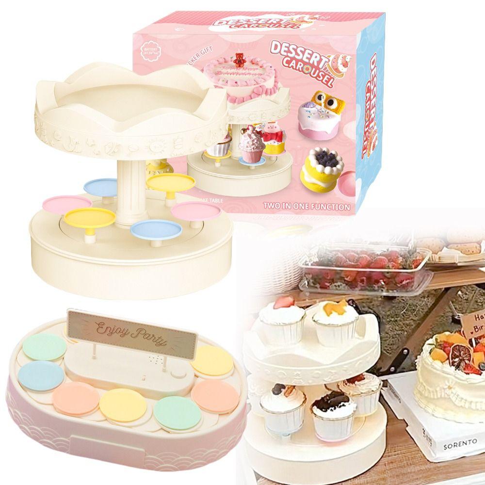 Carousel Cupcakes Holder Macarons Revolving Plates Creative Swing Tray  Birthday Party Decoration