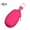Remote Key Case Faux Leather Car with Hanging Buckle Keyring Chain Portable Holder Fob Zipper Bag Protector Pouch Wallet