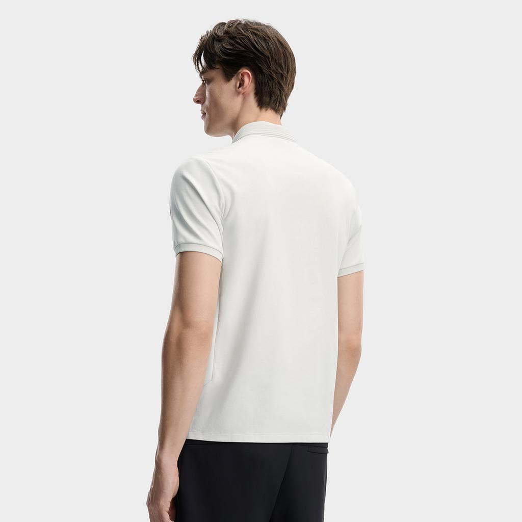 FILA White Minimalist Fashion Light Business Casual Comfortable Versatile Knitted Short Sleeve Polo Shirt Men polo shirts Steam-Grey F11M613103FGY