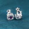 Cute Fmeale Blue Fire Opal Stone Square Clip Earrings Vintage  Color Wedding Jewelry For Women