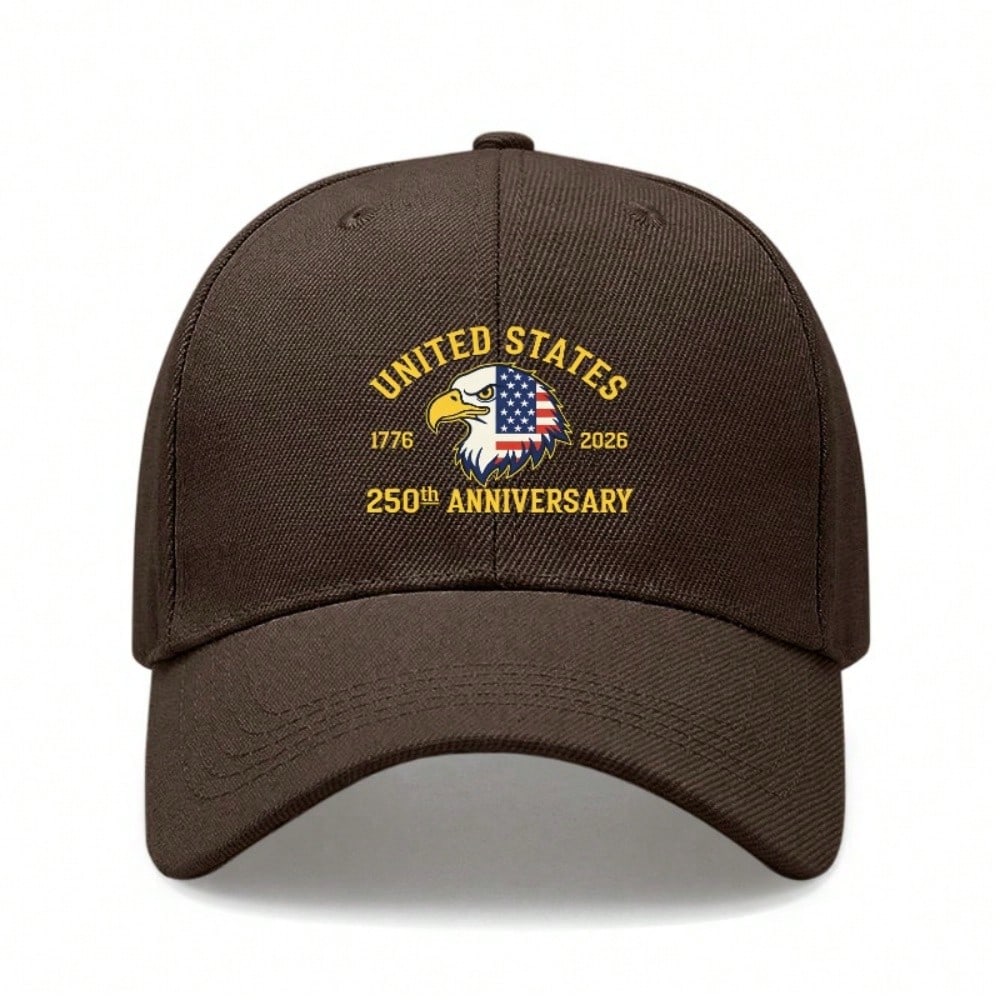 [Patriotic Baseball Cap] 2026 USA 250Th Anniversary Eagle Print Black Polyester Adjustable Hat Casual Outdoor Sports Patriotic Holiday Gift For