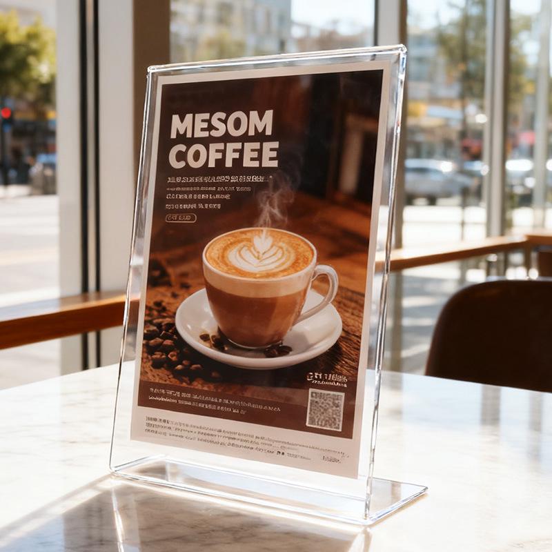 A4L PVC Menu Display Stand: Acrylic Table Card Holder for Commercial Advertising