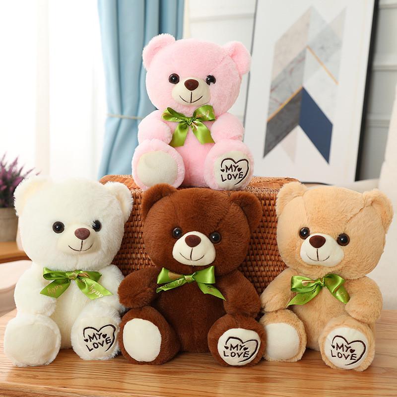 Posture Cute Sitting Teddy Bear Plush Toy Butterfly Festival Ribbon Gift Child