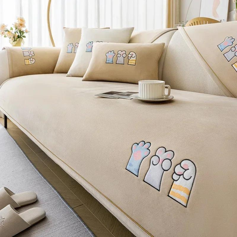 

Супер мягкое бархатное плюшевое диванное полотенце Зимнее теплое толстое плюшевое покрывало для дивана L-образной секции Противоскользящий чехол на диван Подушка Домашний декор A 70x70