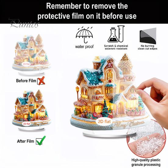 Double Sided Acrylic Ornaments Christmas Theme 2D Ornament, Double-sided Holiday Decoration, Festive Room Decor Stable Base Religious Ornament