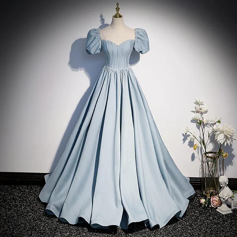 Long Dress Women Gown Dresses A Line Vestidos High Waist Y2k Streetwear Puff Sleeve Elegant Splice Party Night Work Evening