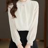 Autumn New Chiffon Top with Black Ears Lace Base Shirt for Women Age-reducing Fashionable Pullover
