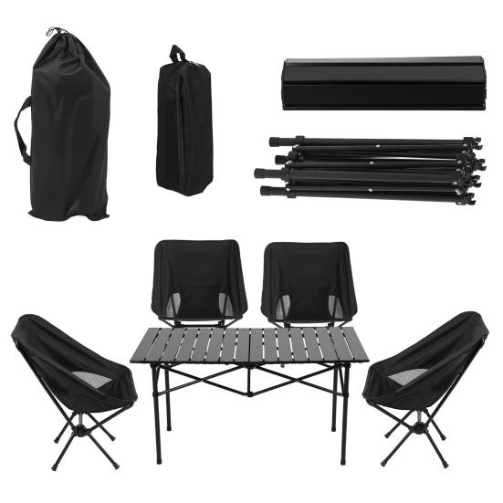 Camping Table Chair Set, Folding Portable Outdoor Table Chair, Fishing BBQ Hiking Folding Stool Table Set with Large Storage Organizer and Carrying