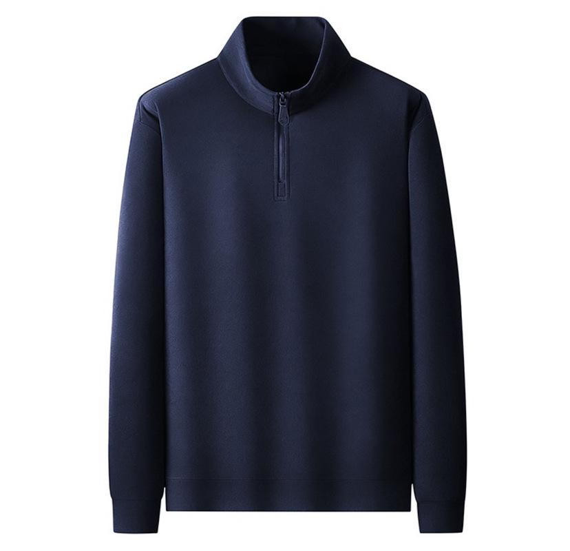 Autumn/Winter Men's Stand Collar Half-Zip Fleece Hoodie - European Size Double-Sided Warm Base Layer