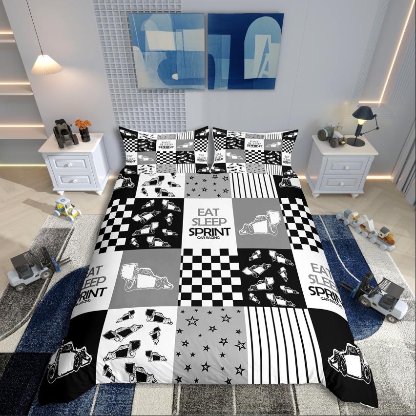 Comforter Homewish Cartoon Truck Car Theme For Kids Bedding Setgeometric Plaid Decor