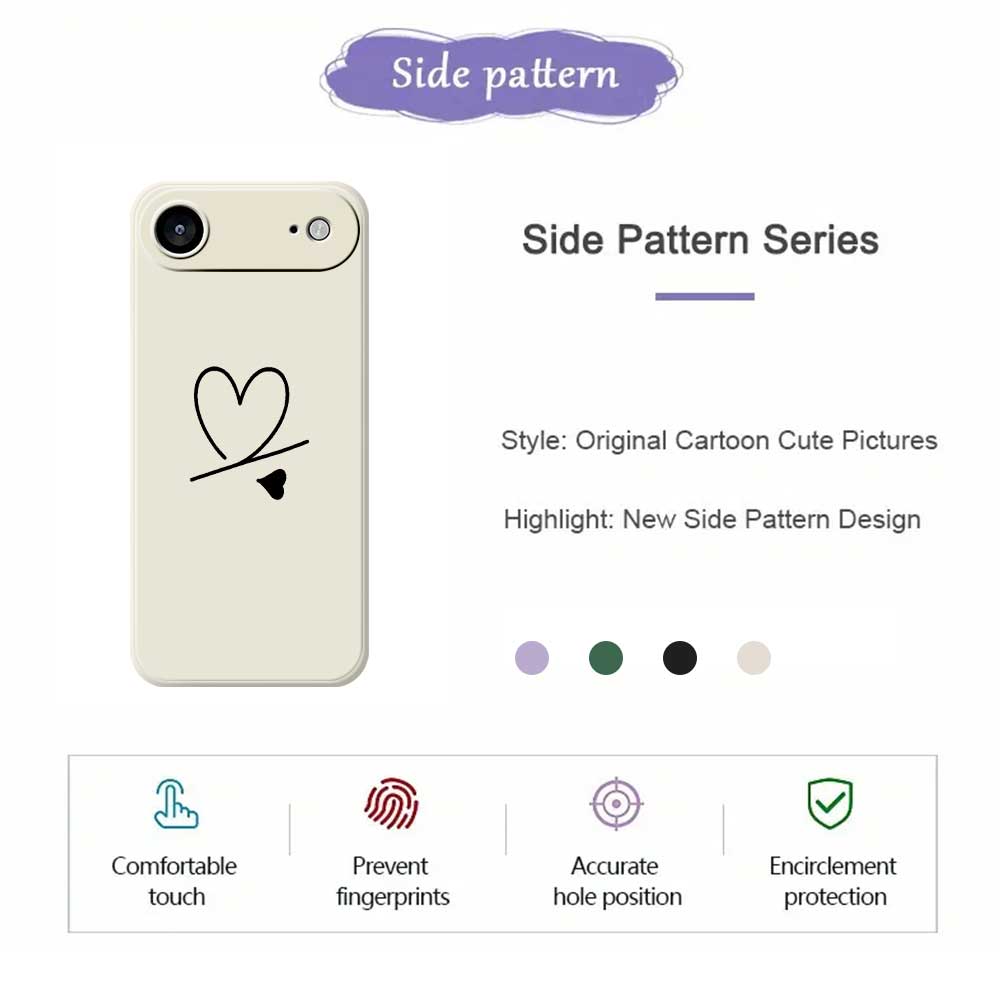 For iPhone 17 Air Case Black Love Pattern Printing Straight Edge TPU Phone Back Cover