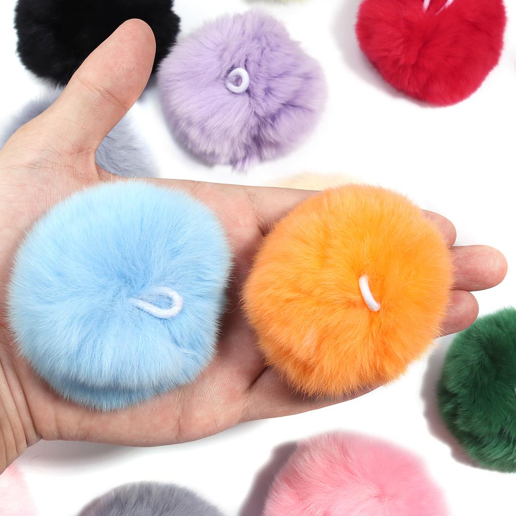 2pcs/lot 6cm Mink Fur Ball Pendants Colorful Fur Pom Poms Ball Charms DIY Keychain Hairpin Earrings Jewelry Crafts Accessories