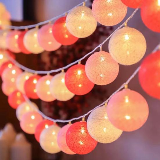 Cotton Ball String Light Waterproof Battery Powered 10/20/40 LEDs Christmas Wedding Halloween Holiday Party Decorative Fairy Lamp