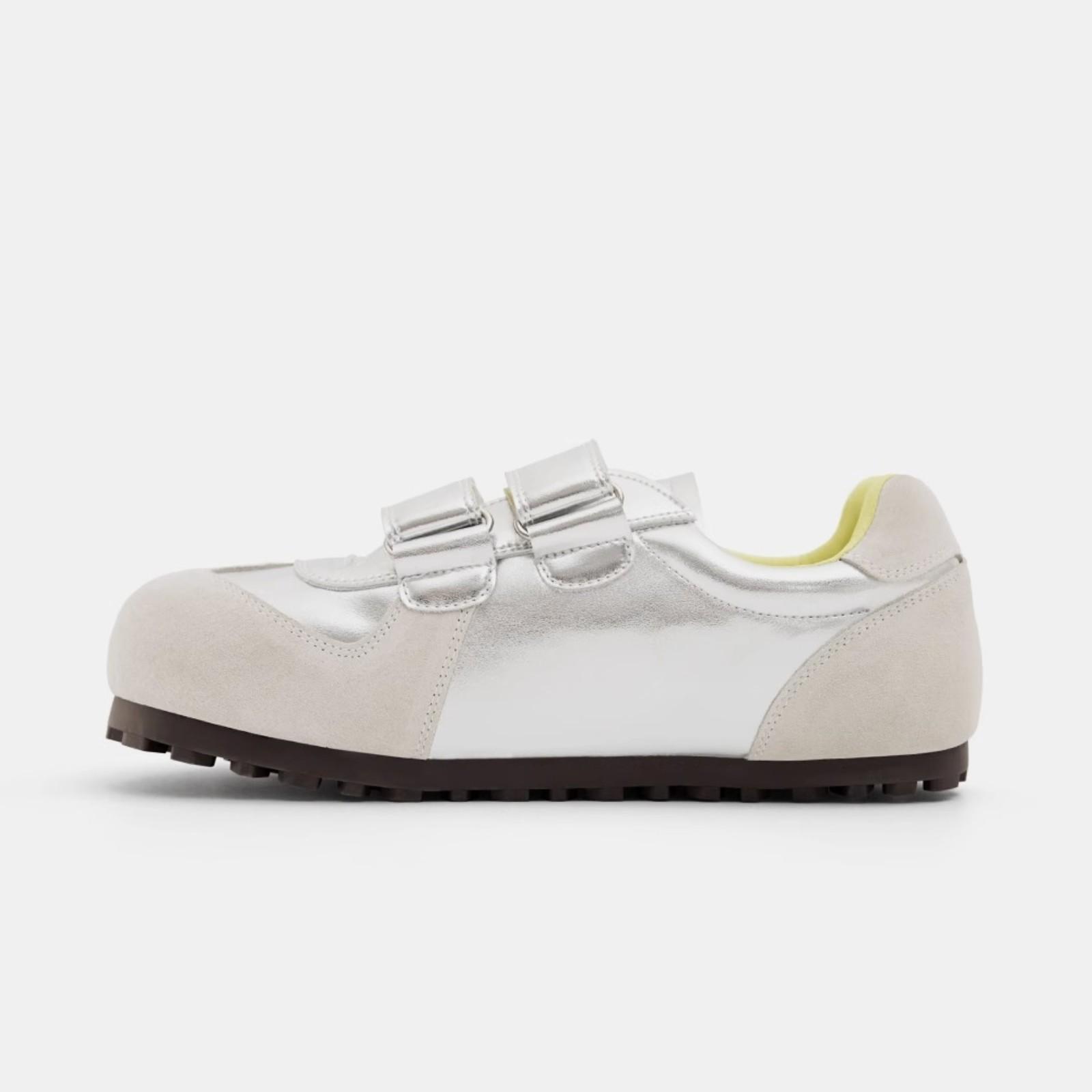 

Женская повседневная обувь из натуральной кожи, сетчатая ткань, вентилируемая, на шнуровке, классическая спортивная обувь, модные дизайнерские женские кроссовки 40 серебряный