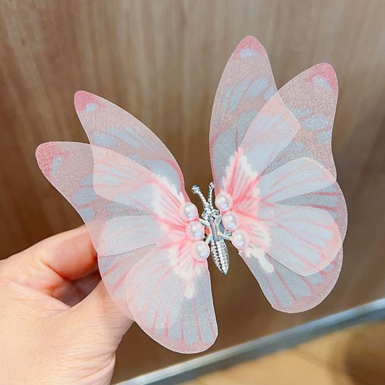 Hairpin Gradient Color Butterflies Decor Hair Clip with Imitation Pearls Exquisite Appearance Hair Pin Hair Accessories