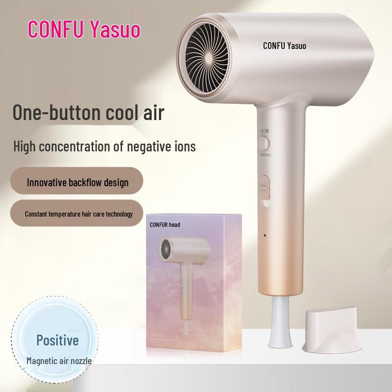 CONFU High-Power Negative Ion Hair Dryer CN plug (adapter included)