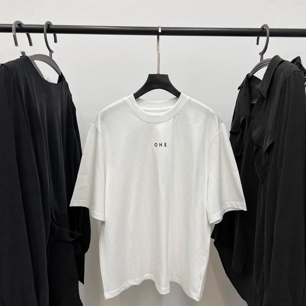 Organic Cotton Double Yarn Simple Letter Print Loose Fit T-Shirt