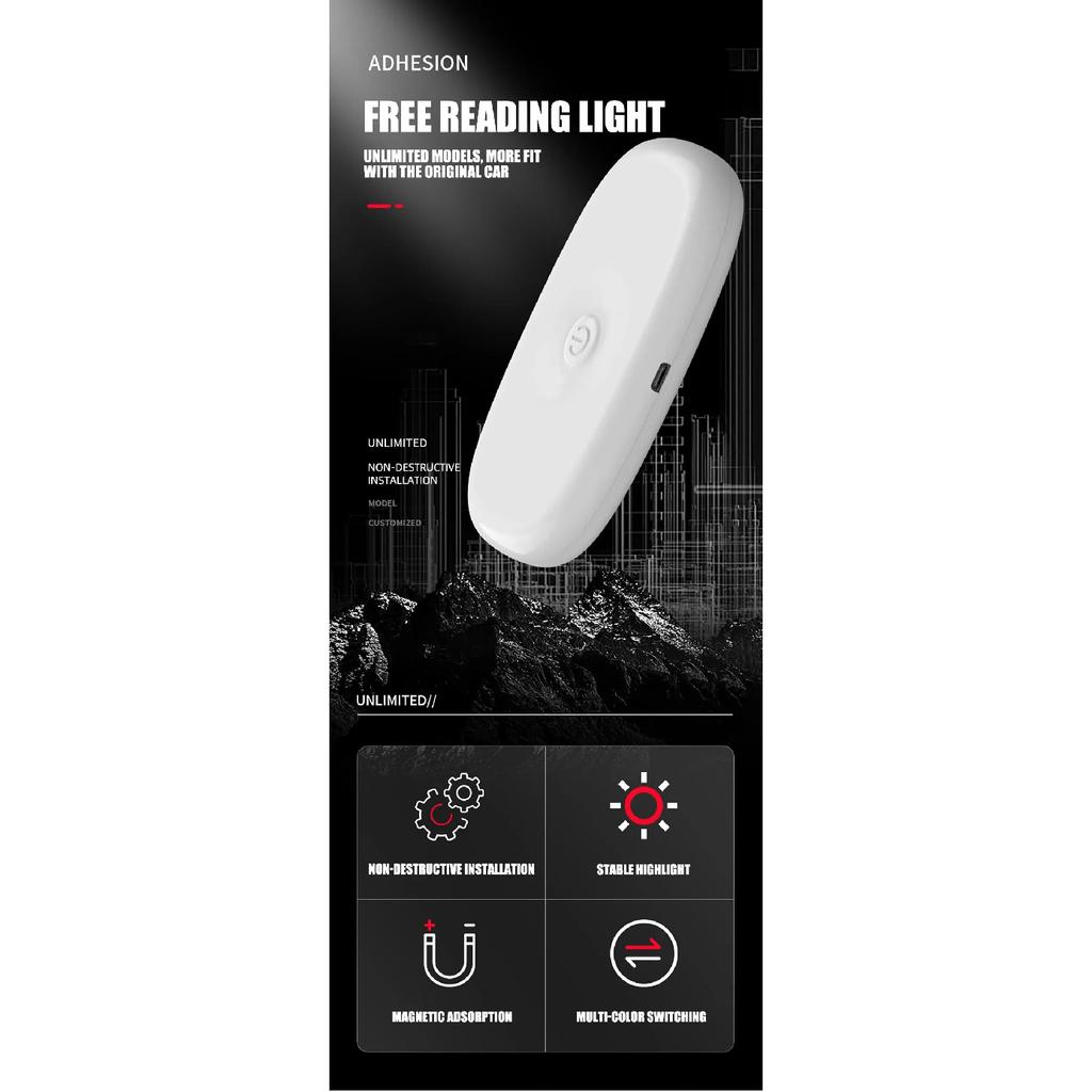 1PCS LED Touch Light Mini Wireless RGB Atmosphere Light USB Charging Auto Roof Ceiling Reading Lamp Car Interior Lighting 5V