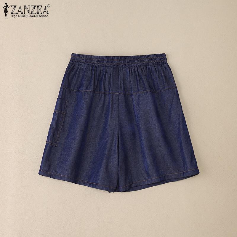 ZANZEA Women Casual Elastic Waist Loose Summer Shorts