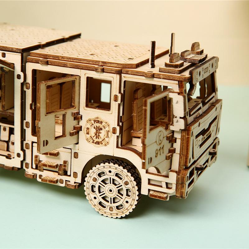 3D Wooden Fire Truck Jigsaw Puzzle Toy for Kids - Educational, Handmade Ornament, Exquisite Board Decoration