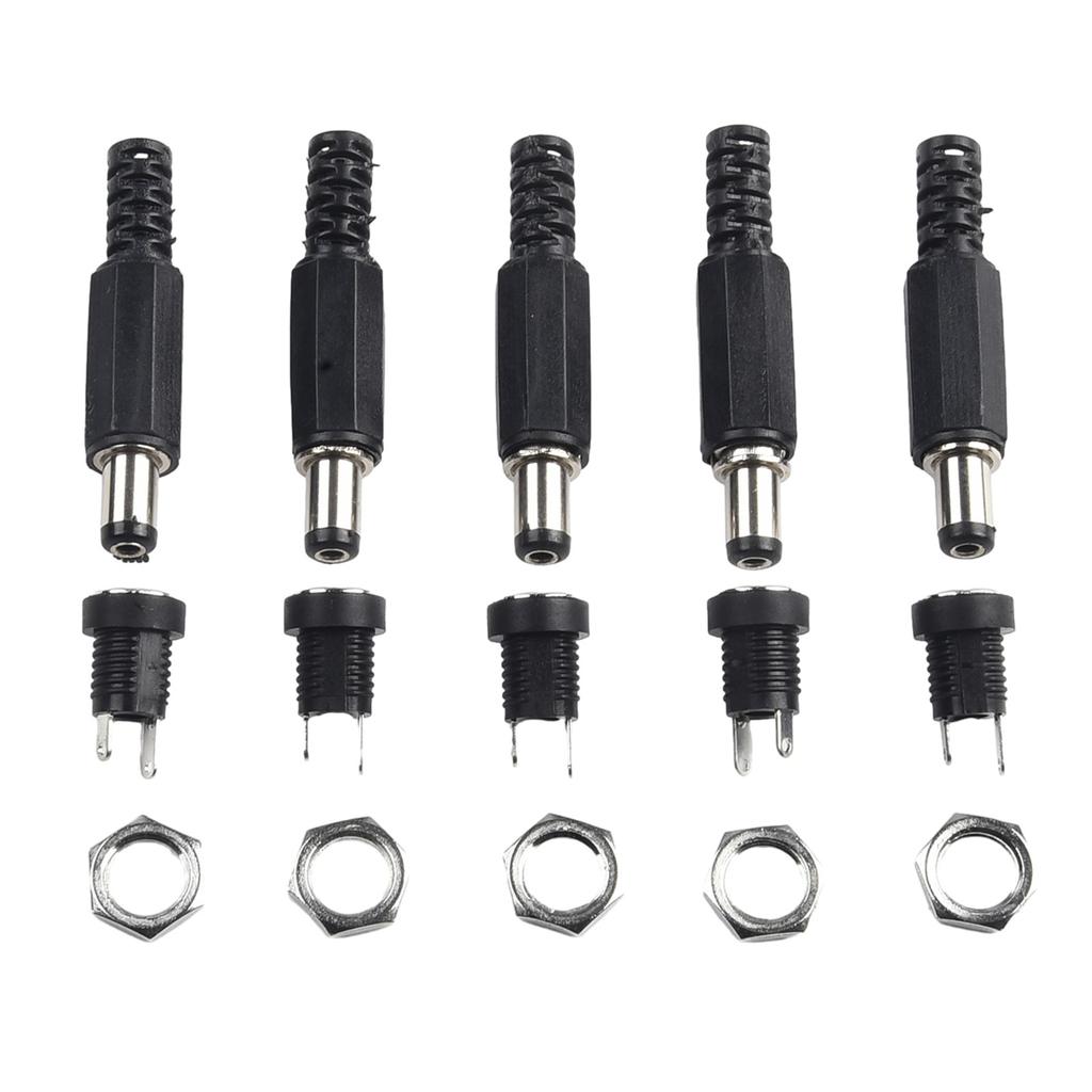 5 Par DC 12V Hann Hunn Sokkel Panelmontering Plugg Strømkontakt