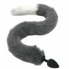 80Cm Long Grey White Fox Tail Cosplay Anal Butt Plug  Pet Play Butt Plug Tails