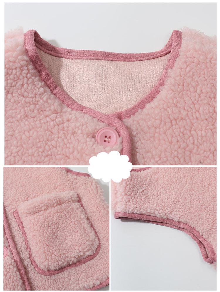 Suéter Chaleco de Punto Forrado de Polar para Niñas Invierno 2025