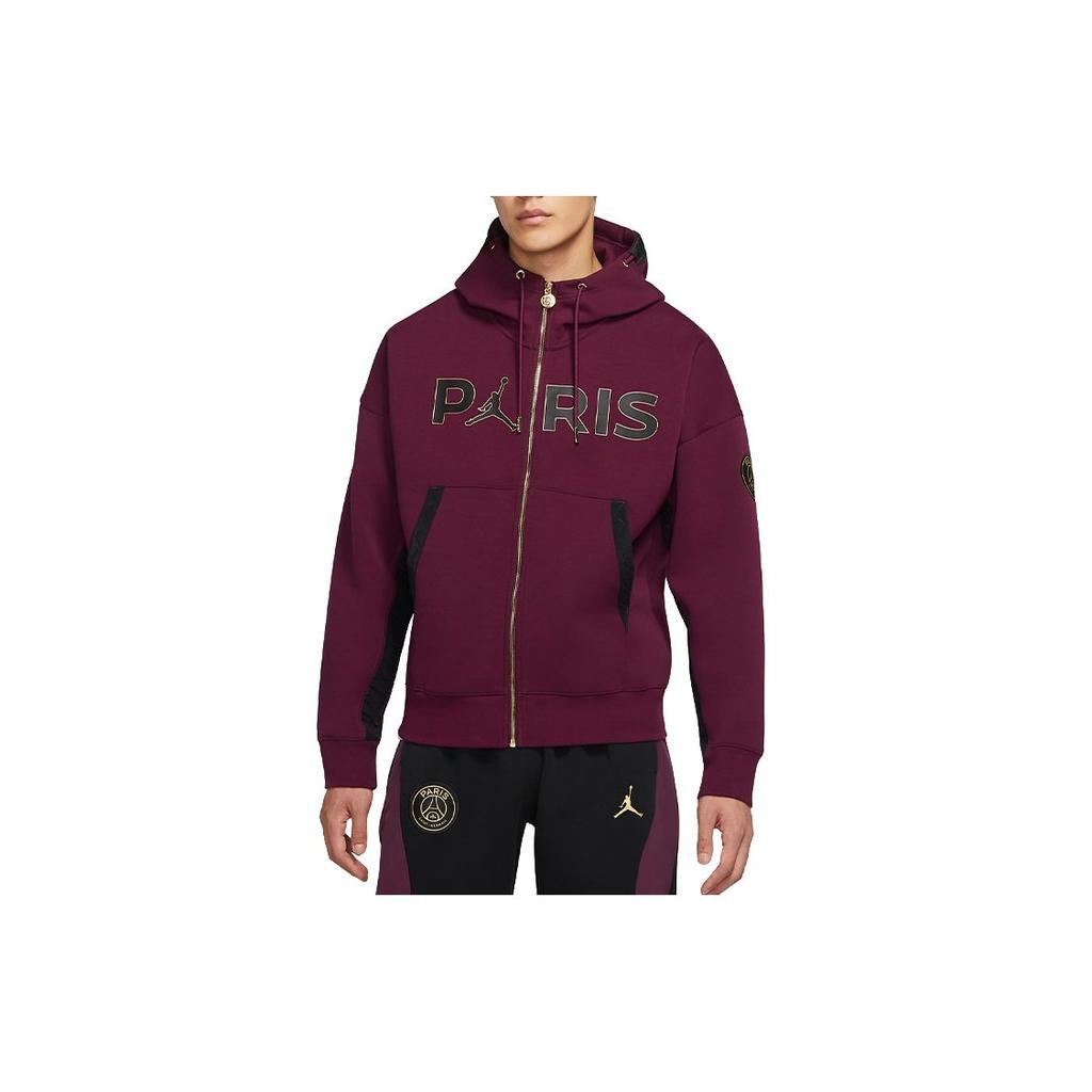 Jordan Paris Saint-Germain Zip-Up Knit Cardigan Men Tops Burgundy CV9951-610