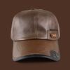 Herbst Winter Baseballkappe Kunstleder Atmungsaktiv Metallösen Color-Blocking Design Vielseitiger Lässiger Stil Baseballkappe