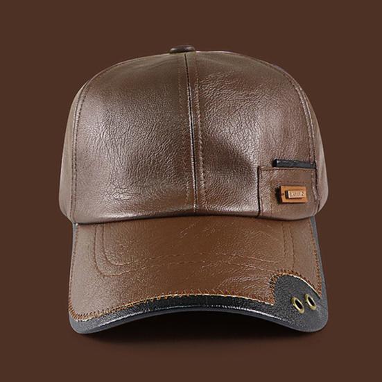 Herbst Winter Baseballkappe Kunstleder Atmungsaktiv Metallösen Color-Blocking Design Vielseitiger Lässiger Stil Baseballkappe