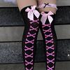 Heißes Mädchen Knochen Schleife Socken Streetwear Mädchen Schwarz Süß Niedlich Rosa Y2K Harajuku Lolita Netzstrümpfe Oberschenkelhohe Strümpfe