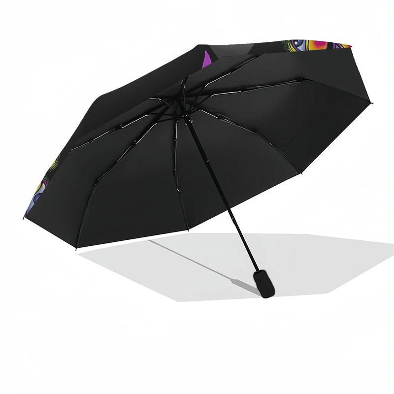 1pc Psychedelic Flames Automatic Folding Umbrella, Portable Collapsible Design, 8-Rib Iron Frame, Outdoor Accessory Yy250905070
