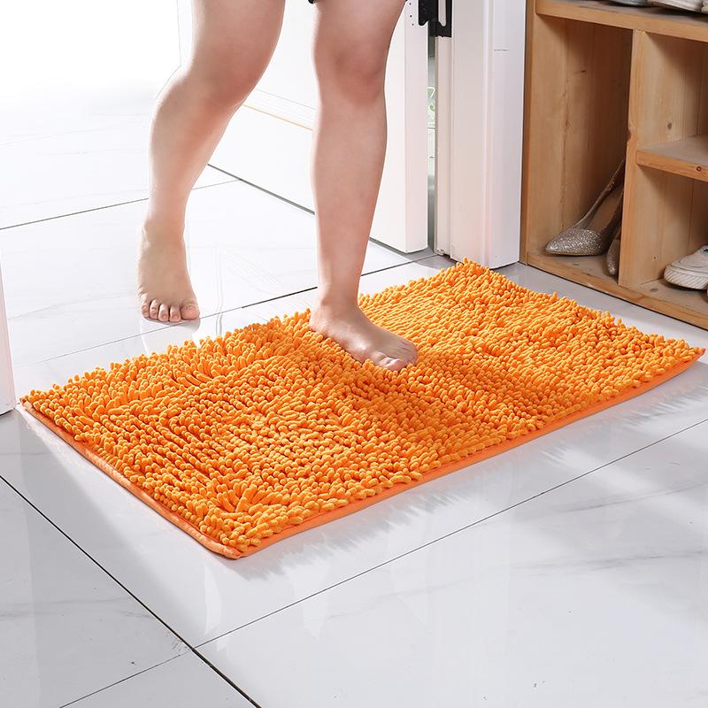 Inyahome Plush Microfiber Non Slip Soft Bathroom Rug Absorbent Machine Washable Chenille Bath Mat Quick Dry Shag Bathroom Carpet