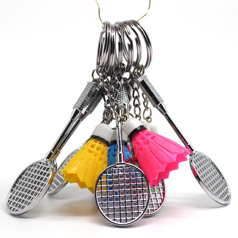 Creative Badminton Racket and Shuttlecock Keychain Pendant Ornament синий