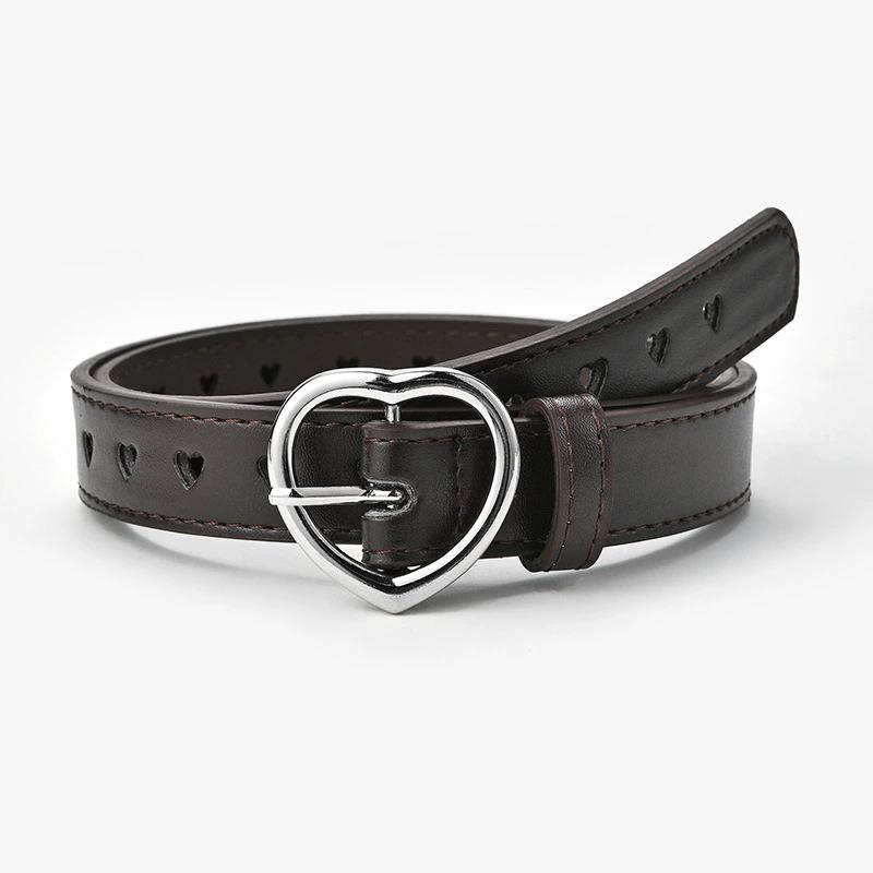 Women's Belt With Heart-shaped Metal Buckle And Colorful Waistband