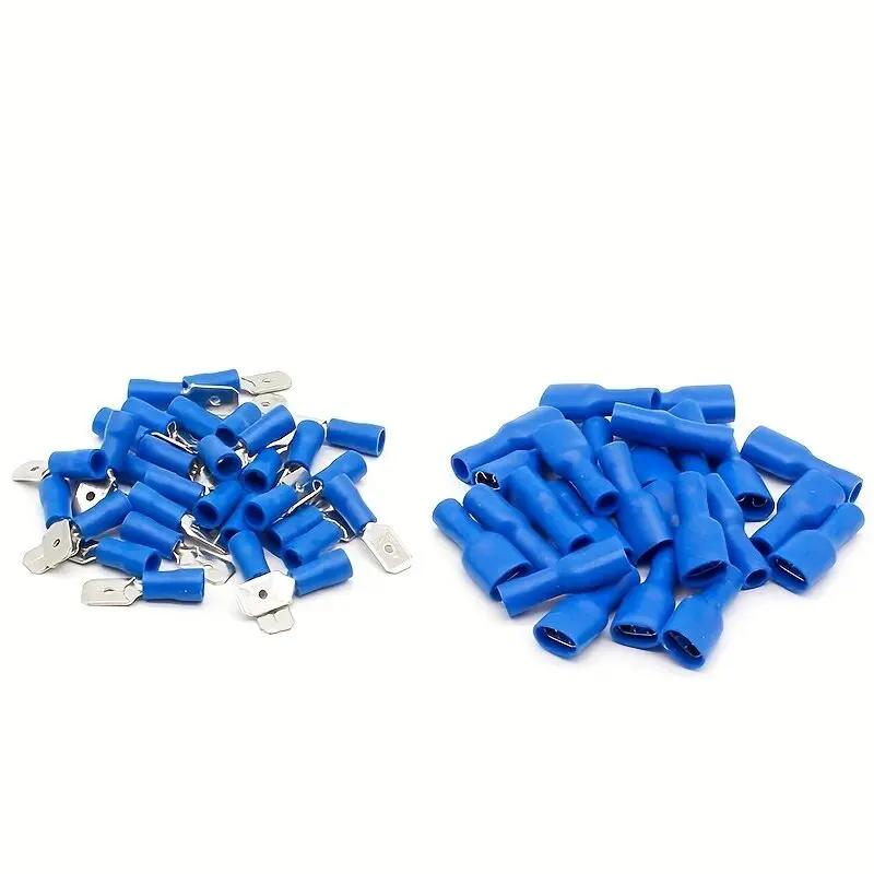 100 Pcs/50 Pairs Female/Male Spade Connectors 16-14 AWG Spade Quick Disconnect Connectors Insulated Spade Wire Crimp Terminal