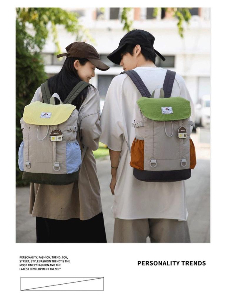 Unisex Stylish Colorblock Backpack: Lightweight, Trendy, and Versatile Student Bookbag