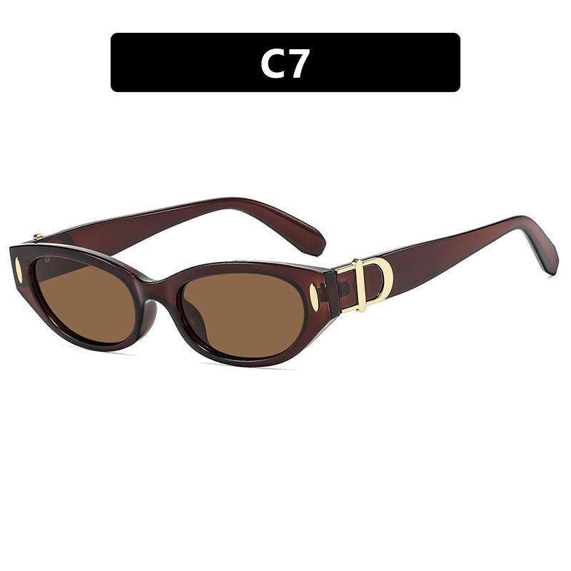 Rice Nail Small Frame Cat Eye Sunglasses New Street Photography Women's Versatile Trendy and Fashionable UV Resistant Glasses