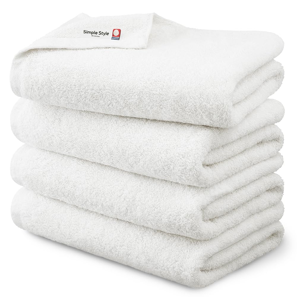 Iris Ohyama Imabari Towel Certified Bath Towel White Set of 4 100% Cotton High Density Volume Touch Towel Thick Towel that Wraps You Up Antibacterial