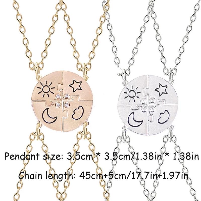 Four-Piece Star Moon Sun Cloud Best Friend Necklace Set