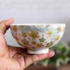 Waza no Kura Pair of Kutani Ware Rice Bowls, Stylish Couple's Bowls, Curved Water Flower Design, Ceramic, Brand Name, Japanese Tableware