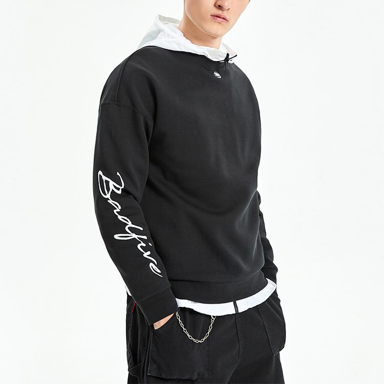 Li Ning Badfive Basketball Series Sports Casual Crewneck Sweatshirt Men Sweatshirt Standard-Black AWDQ751-4
