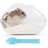 Large Hamster Sand Bath Container Transparent Clouds Hamster Bathroom with Scoop Set for Small Pet Animals Cage