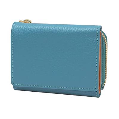 CCOMPANY LIMITED Portefeuille Pliable Lupo 2 Second en Cuir Italien pour Femme avec Porte-Monnaie et Porte-Cartes (Bleu ciel)