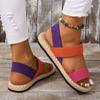 Women's Elastic Band Flat Shoes - 2023 Summer Outdoor Roman Sandals, Imitation Straw Linen Design