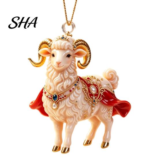 Winter Wonderland Party Supplies 2D Flat Christmas Sheep Hanging Ornament with Lanyard, Acrylic Custom Gifts Tree Pendant for Home Festive Decor