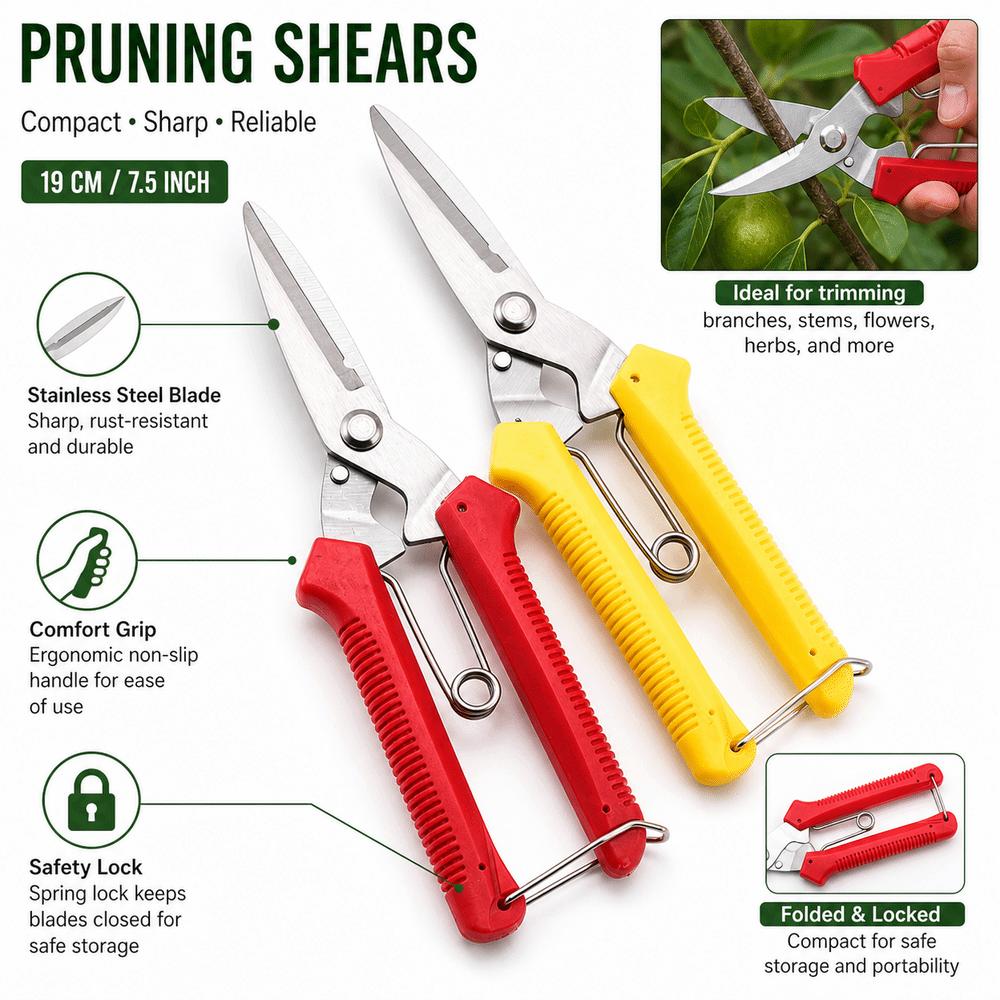 Stainless Steel Gardening Pruning Shears Precision Cutting Hand Pruner Branch Shears  Fruit Tree