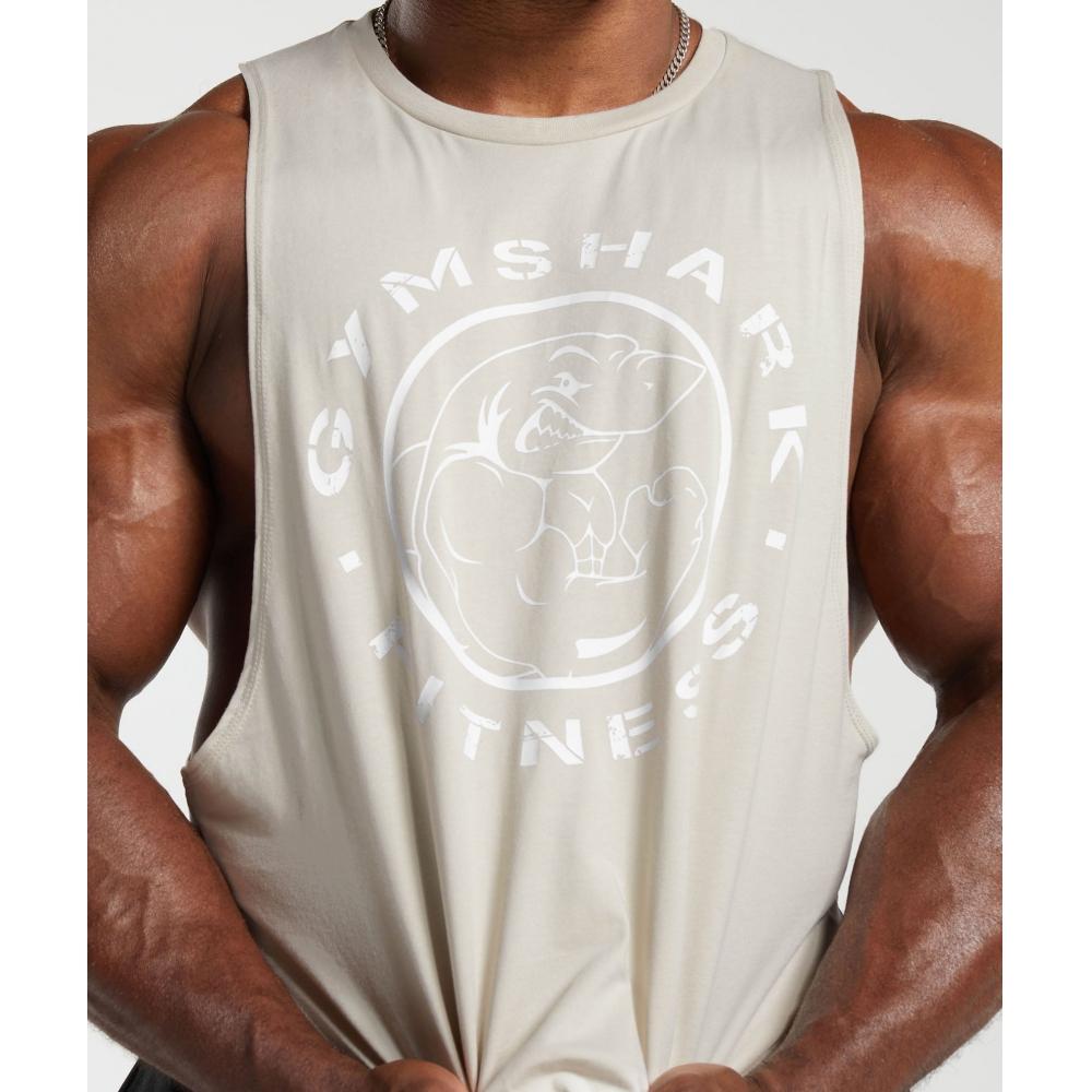 Gymshark Legacy Drop Arm Tank Pebble Grey A5a2z Gb7p