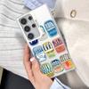 For Samsung Galaxy S24 S23 Ultra Plus FE S25 S22 Ultra Plus S21 FE Laser Phone Case Sardines Canned Pattern Shockproof Covers