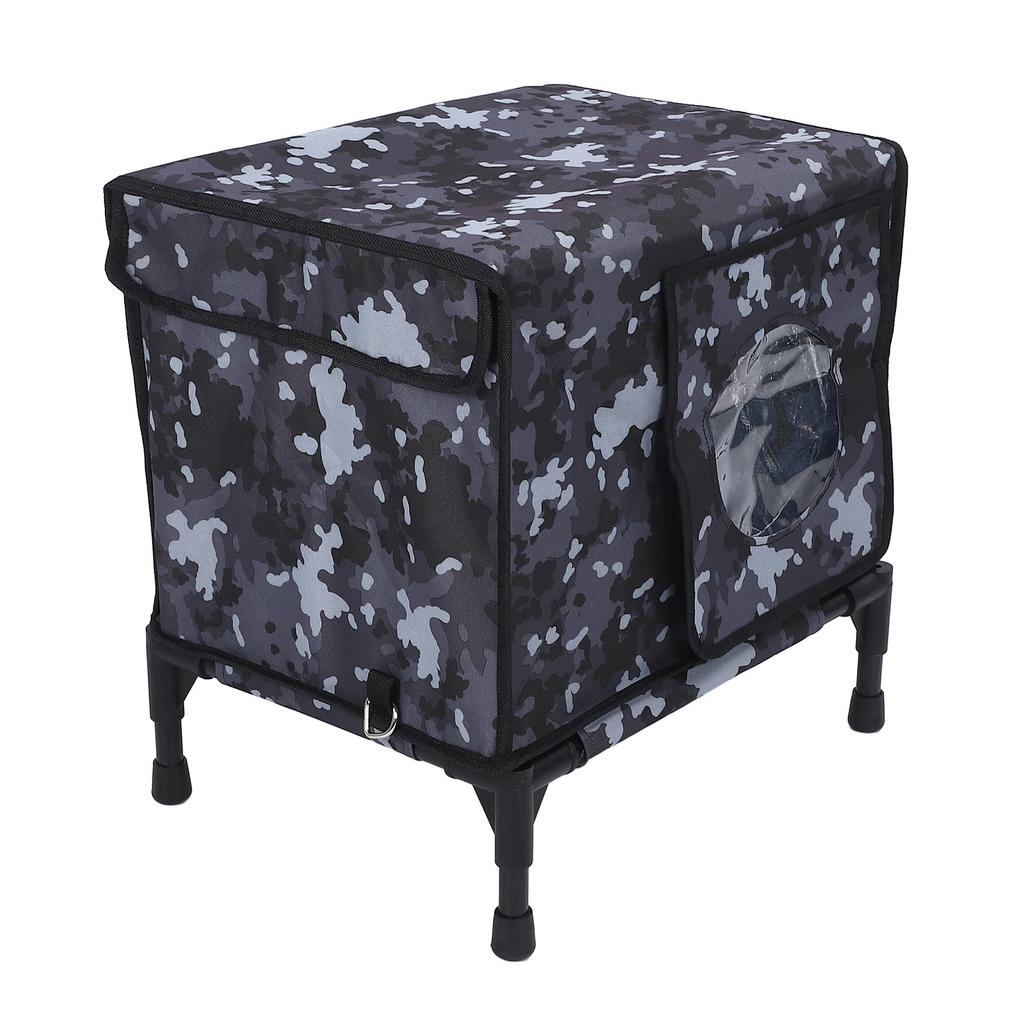 Heated Cat House Foldable 3 Gear Timing Scratch Proof Camouflage Insulated Outdoor Cat Shelter for